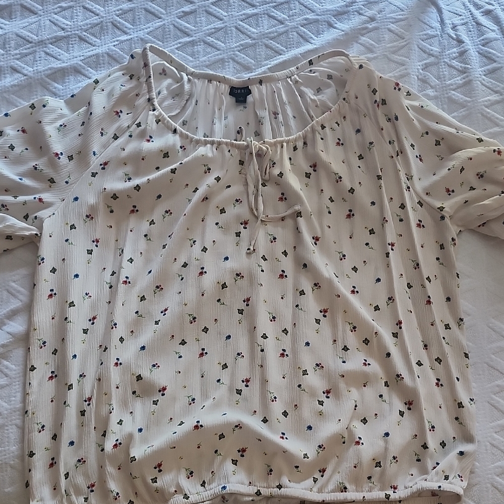 Torrid Cream Blouse with Multicolor Floral Print